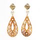 Picture of Stud earrings with gold rhombus, plexi glass teardrop and artificial pearl