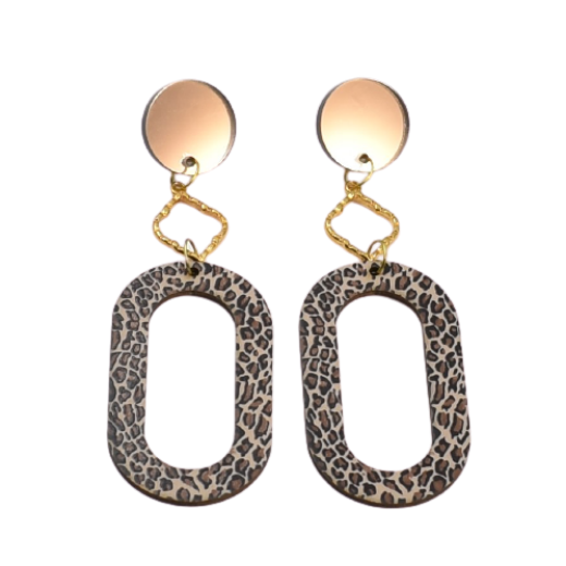 Picture of Earrings gold animal print