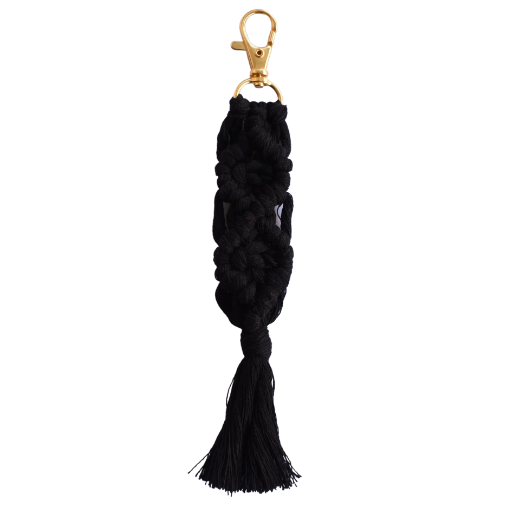Picture of Handmade black macrame keychain with lobster clasp