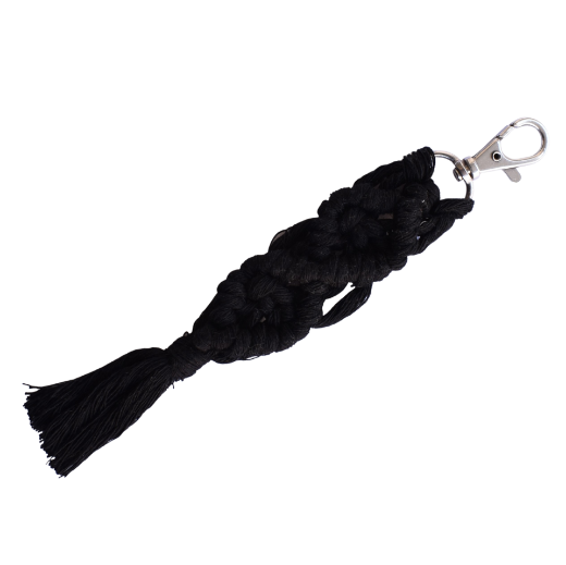 Picture of Handmade black macrame keychain with lobster clasp