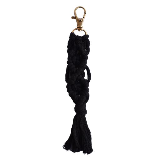 Picture of Handmade black macrame keychain with lobster clasp