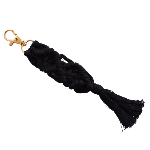 Picture of Handmade black macrame keychain with lobster clasp