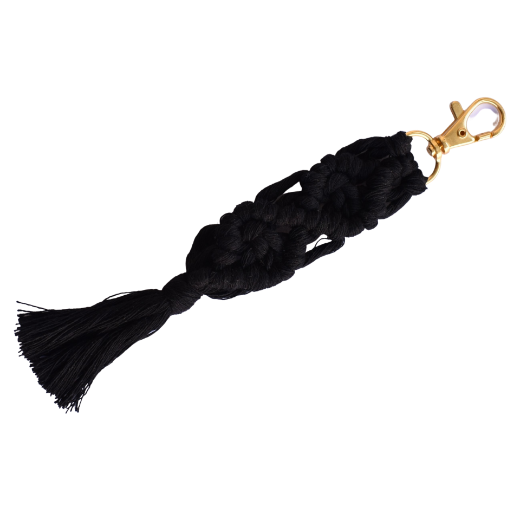 Picture of Handmade black macrame keychain with lobster clasp
