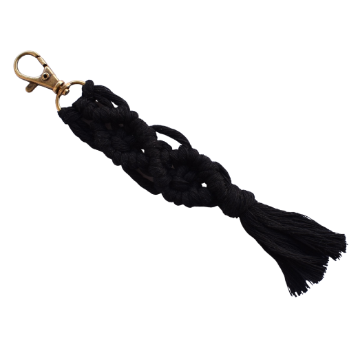 Picture of Handmade black macrame keychain with lobster clasp
