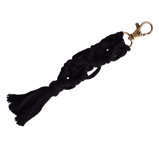 Picture of Handmade black macrame keychain with lobster clasp