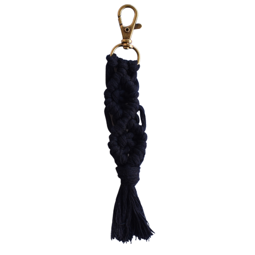 Picture of Handmade navy blue macrame keychain with lobster clasp