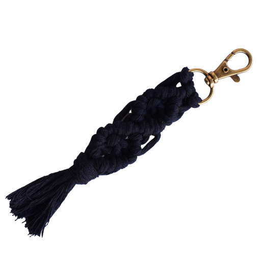 Picture of Handmade navy blue macrame keychain with lobster clasp
