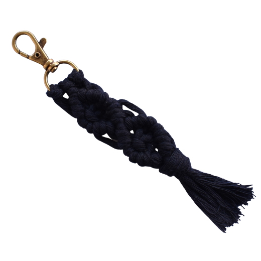 Picture of Handmade navy blue macrame keychain with lobster clasp