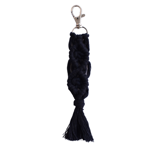 Picture of Handmade navy blue macrame keychain with lobster clasp