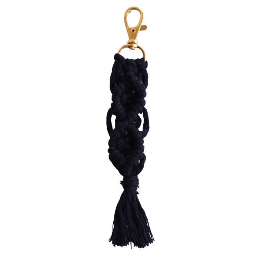 Picture of Handmade navy blue macrame keychain with lobster clasp