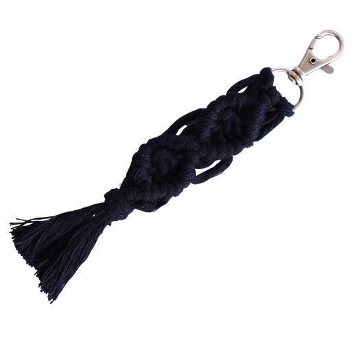 Picture of Handmade navy blue macrame keychain with lobster clasp