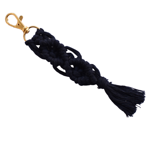 Picture of Handmade navy blue macrame keychain with lobster clasp