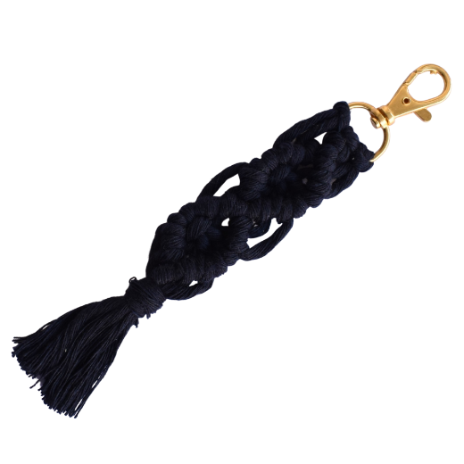 Picture of Handmade navy blue macrame keychain with lobster clasp