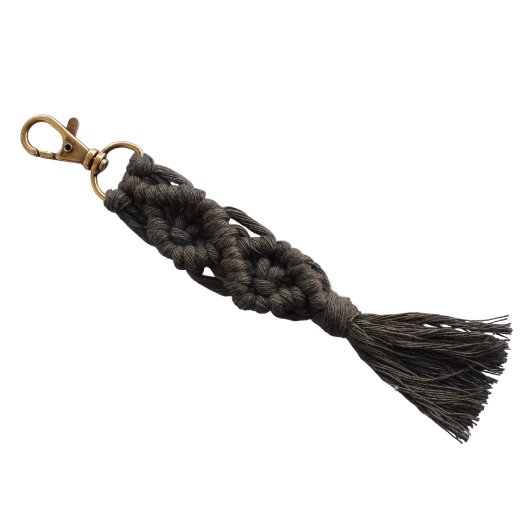 Picture of Handmade olive green macrame keychain with lobster clasp