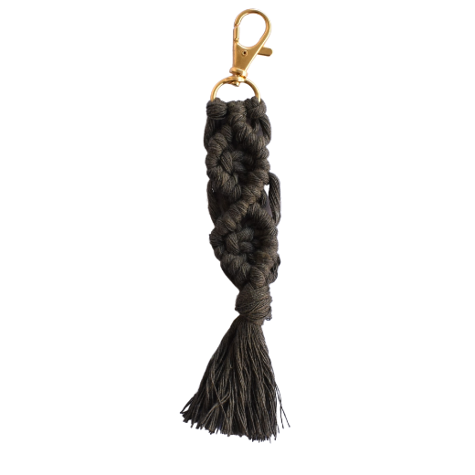 Picture of Handmade olive green macrame keychain with lobster clasp