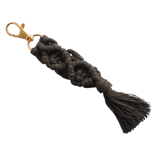 Picture of Handmade olive green macrame keychain with lobster clasp