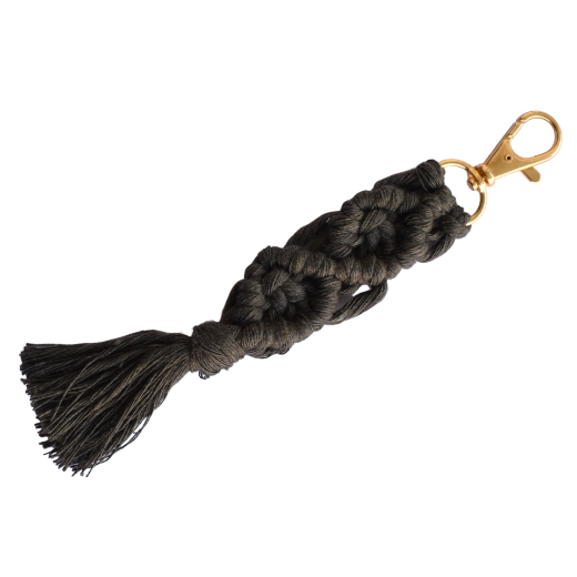 Picture of Handmade olive green macrame keychain with lobster clasp
