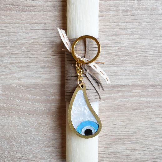 λαμπάδα γυναικεία με διακοσμητικό μάτι και μπρελόκ