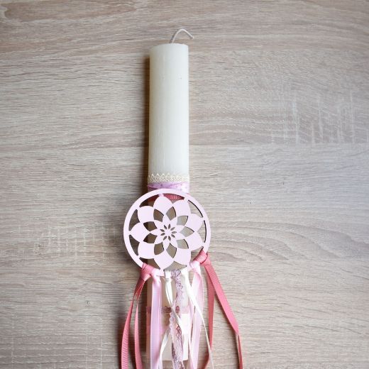 λαμπάδα για κορίτσι με διακοσμητική ονειροπαγίδα
