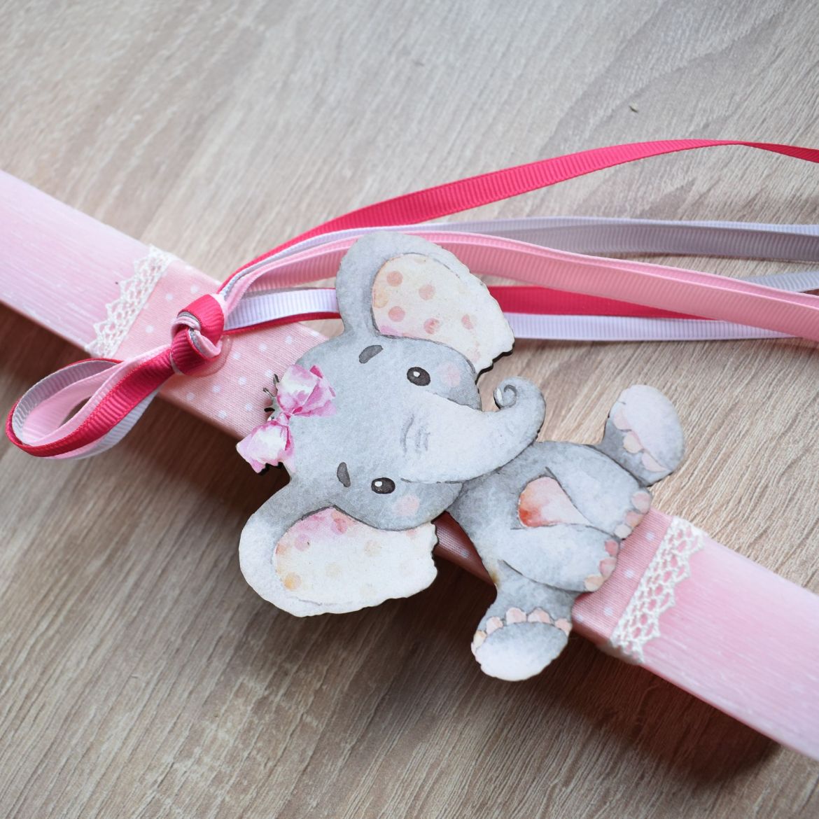 Picture of Easter candle elephant pink