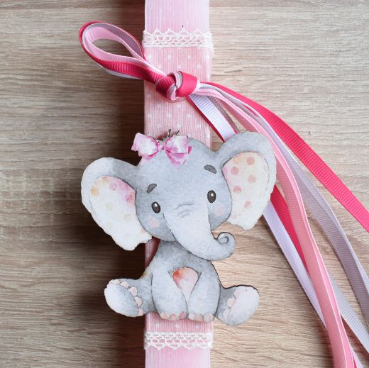 Picture of Easter candle elephant pink