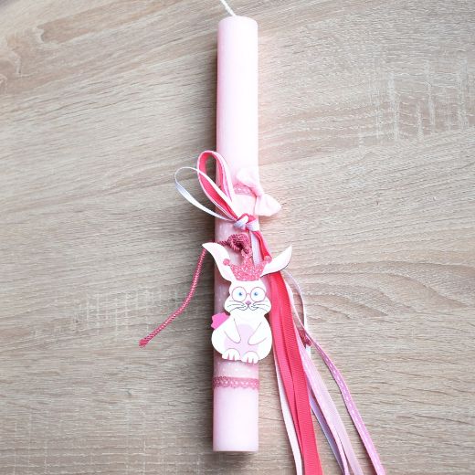 χειροποίητη λαμπάδα Πάσχα για κορίτσια με διακοσμητικό λαγουδάκι