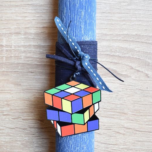 λαμπάδες για αγόρια χειροποίητες με διακοσμητικό κύβο rubik