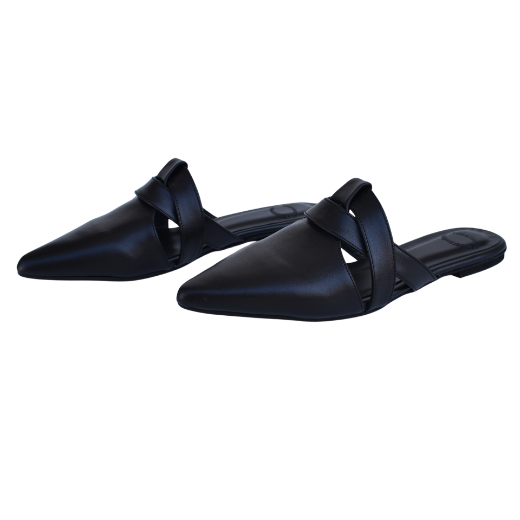 Picture of Woman mules black leather flat
