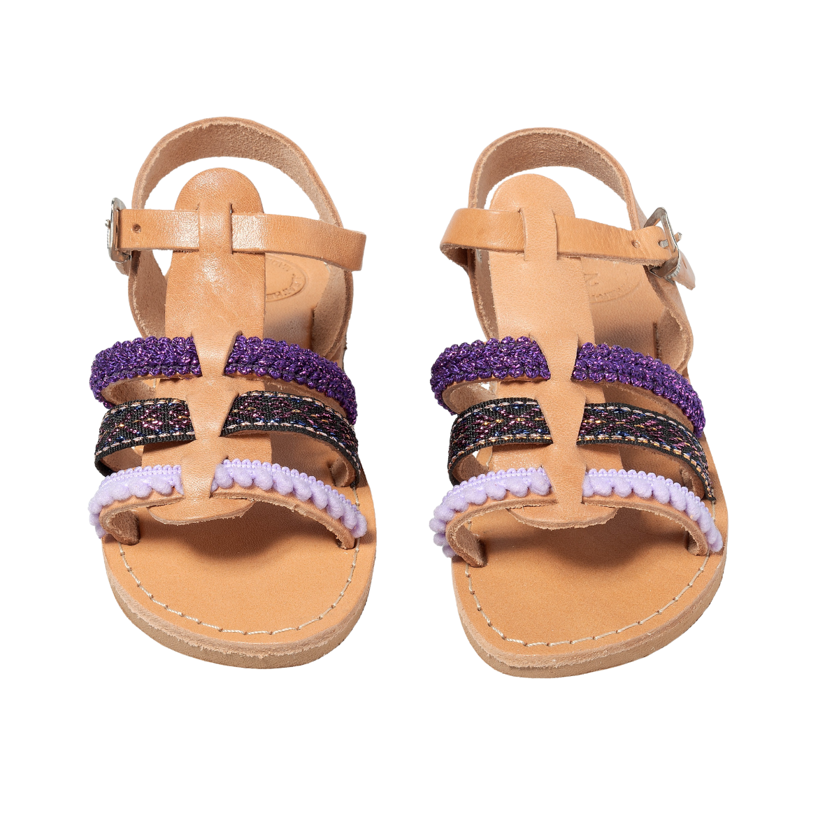 Picture of Handmade girls leather sandals purple