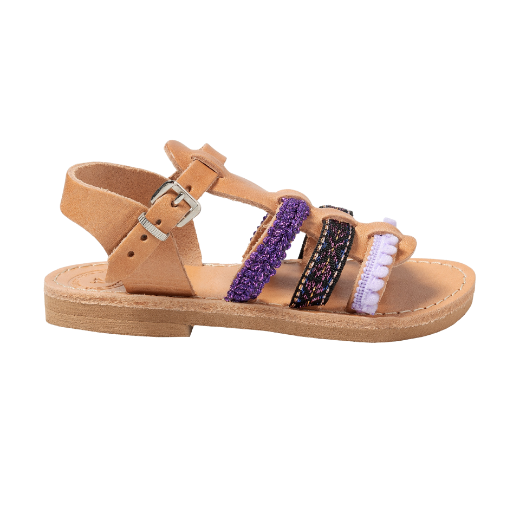 Picture of Handmade girls leather sandals purple