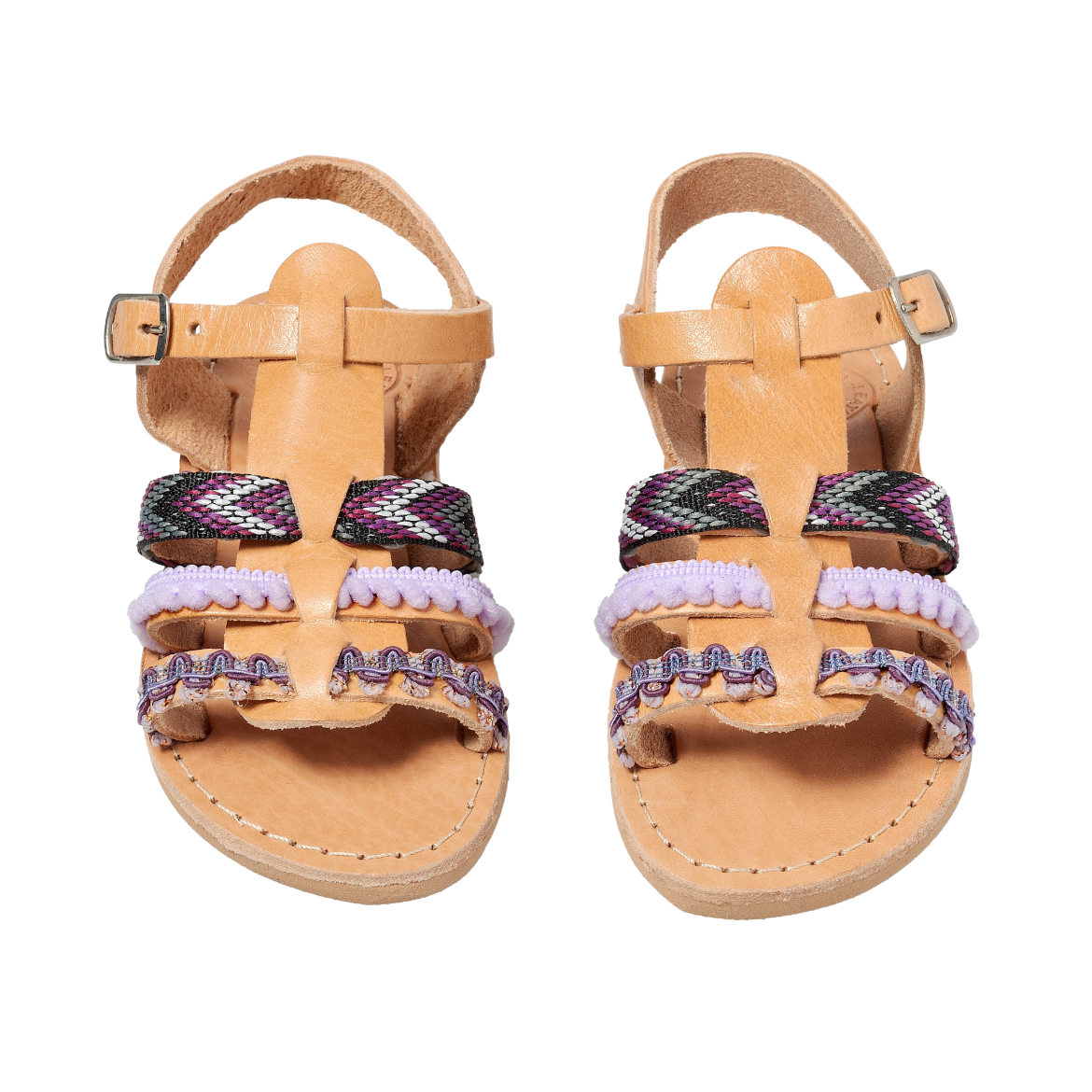 Picture of Handmade kids leather sandals purple