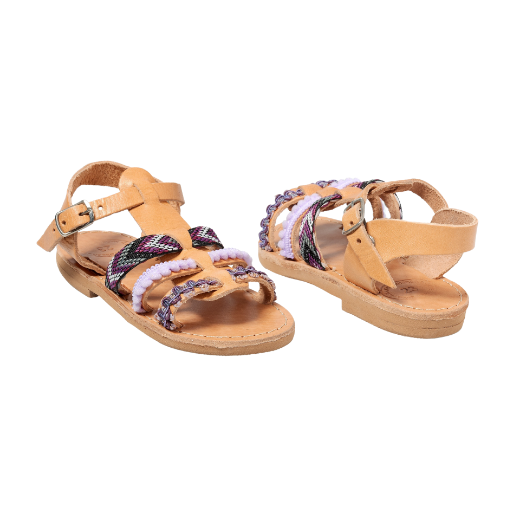 Picture of Handmade kids leather sandals purple