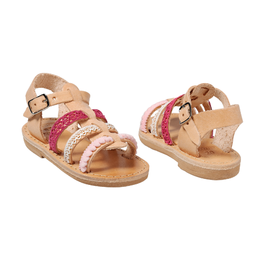 Picture of Pink handmade girls leather sandals