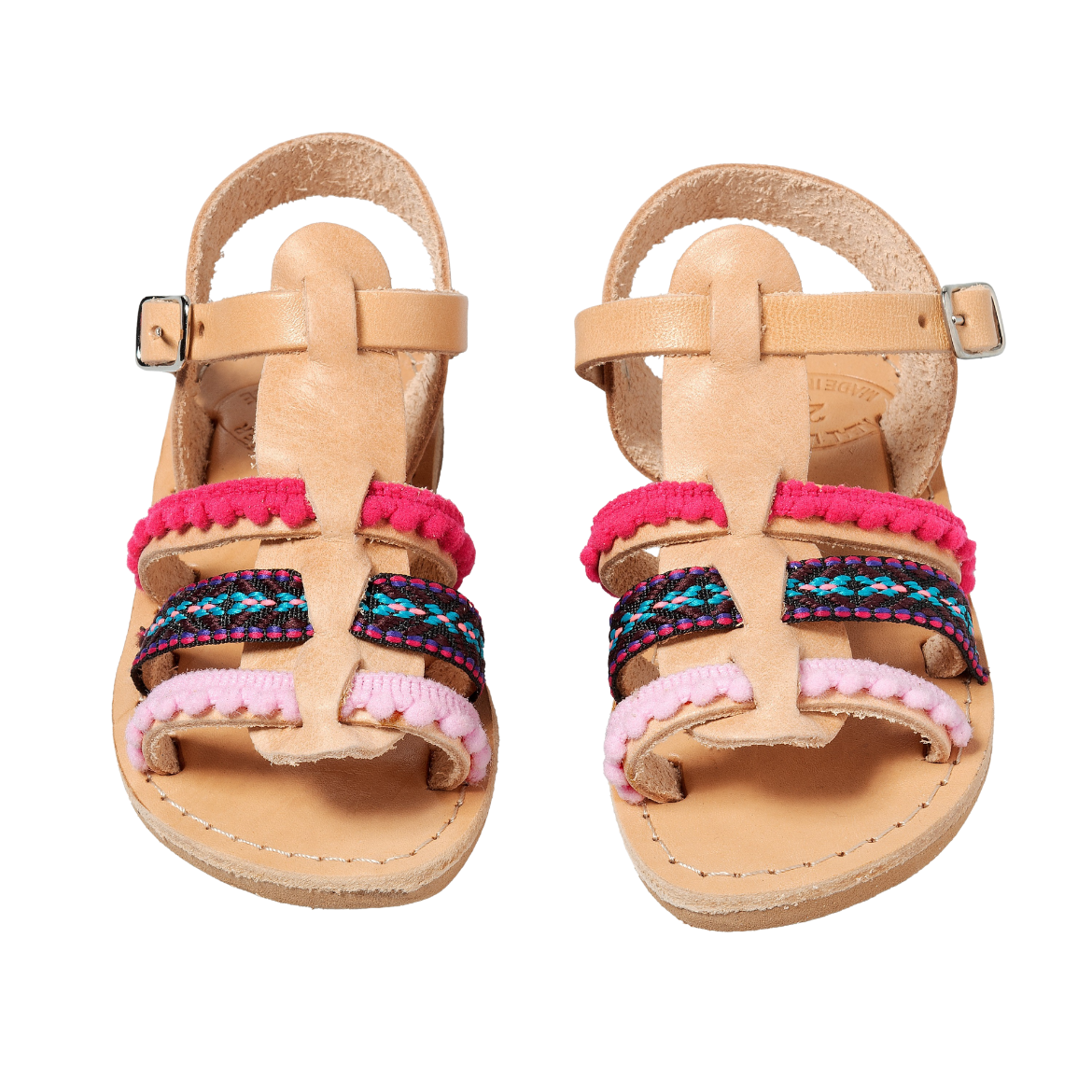 Picture of Handmade girls leather sandals pink
