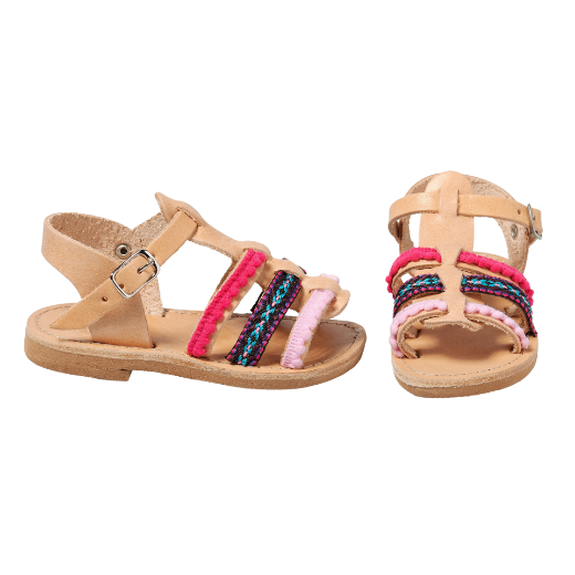 Picture of Handmade girls leather sandals pink