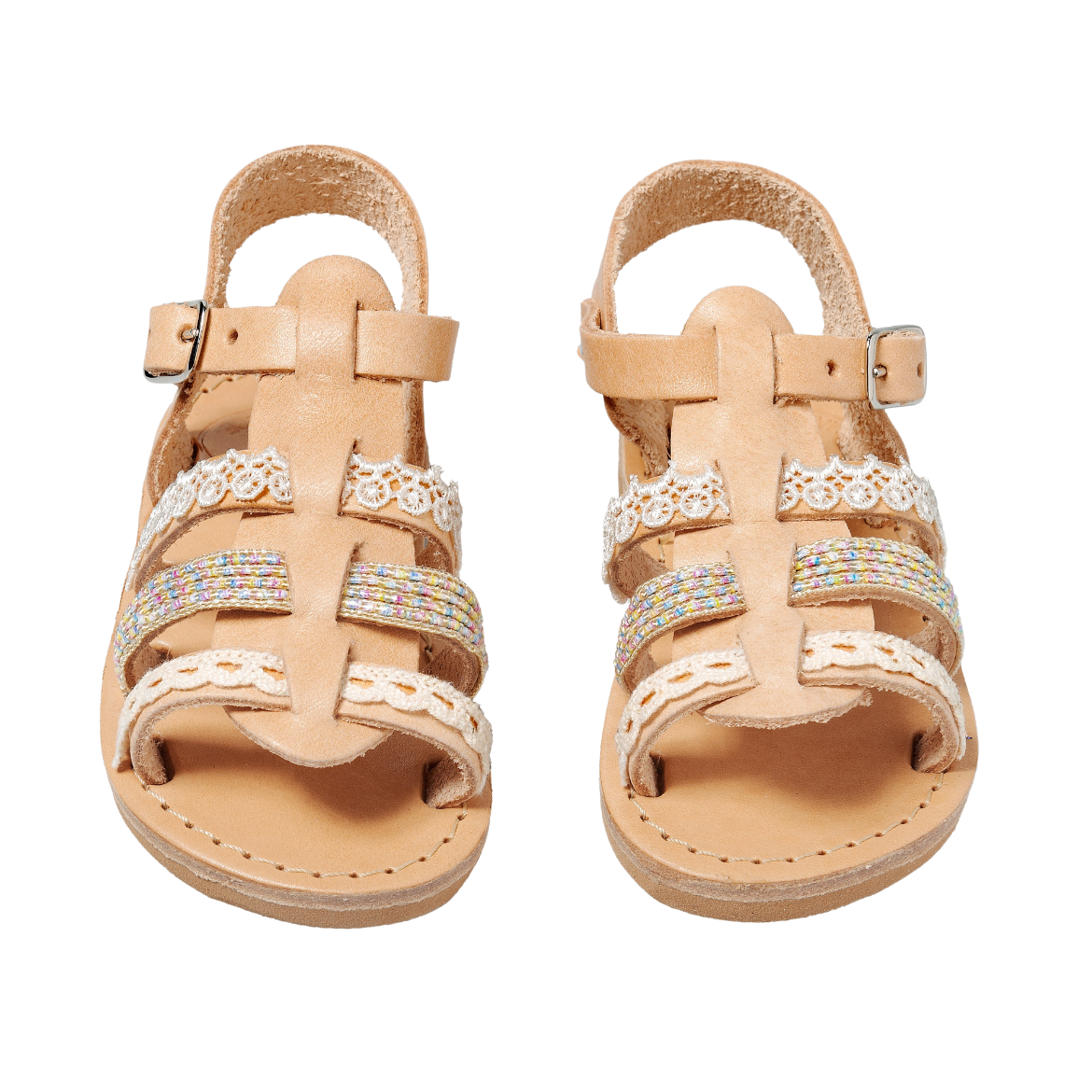 Picture of Handmade girls leather sandals beige