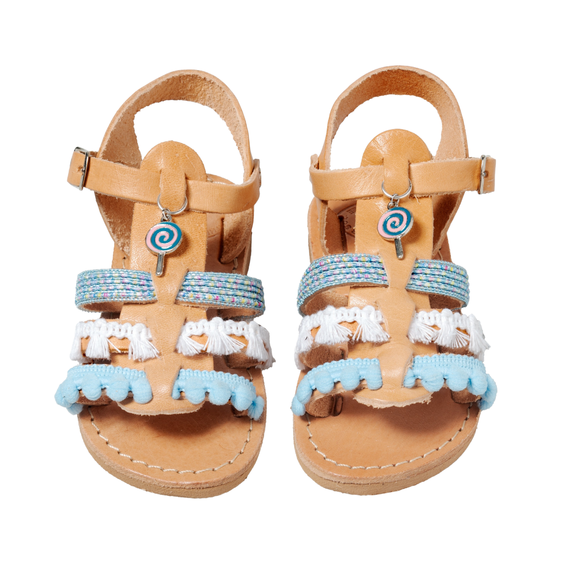 Picture of Handmade girls leather sandals light blue