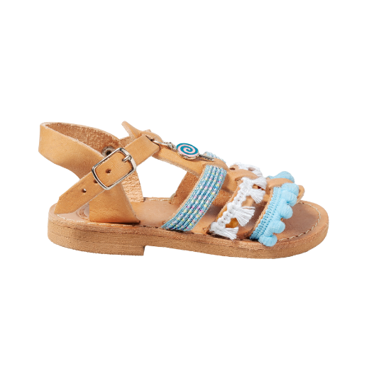 Picture of Handmade girls leather sandals light blue