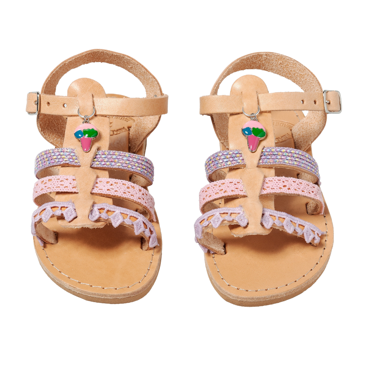 Picture of Handmade girls leather sandals lilac