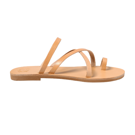 women's leather flat sandals with cross straps