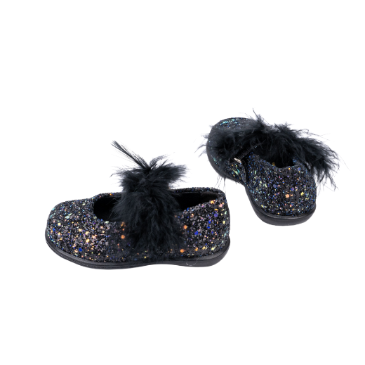 Picture of Black kids ballerina shoes with feathers No 19, 29