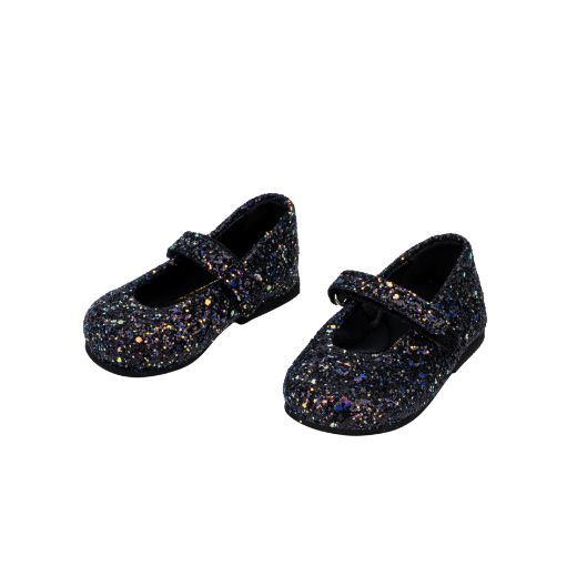 Picture of Kids ballerina shoes black with glitter No 18