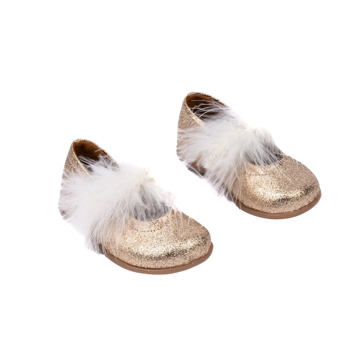 Picture of Gold kids ballerina shoes with feathers No 19