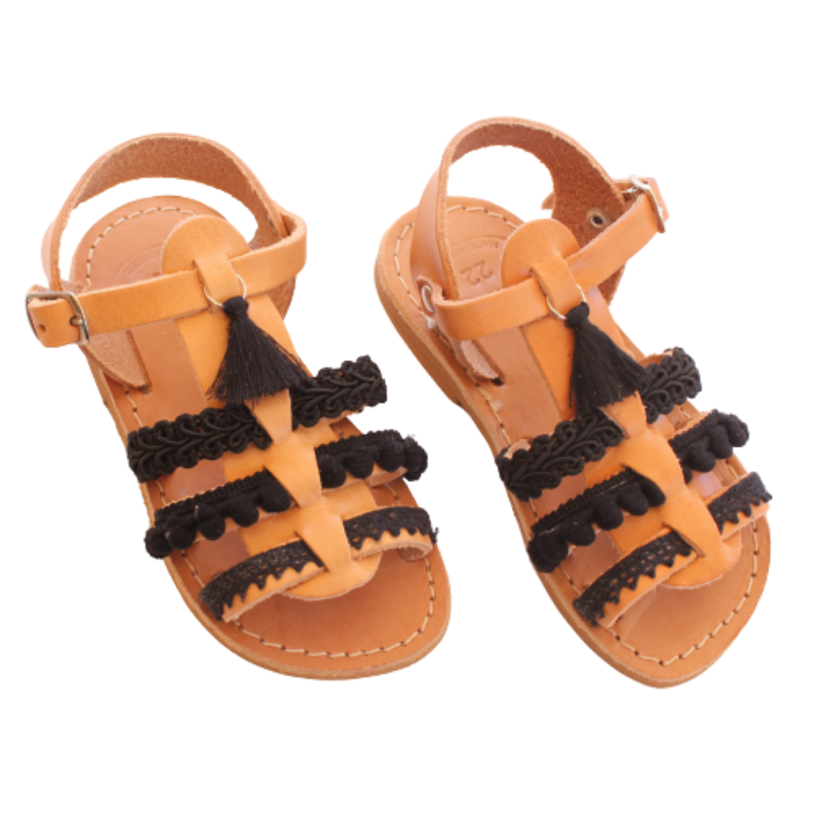 Picture of Handmade kids leather sandals gladiator black No 22, 28