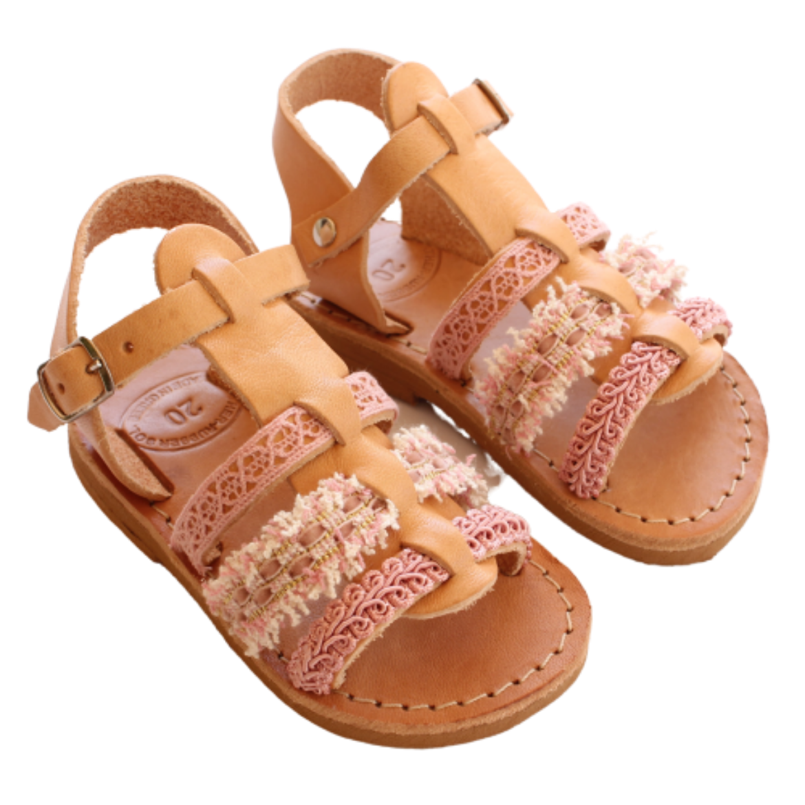 Picture of Kids leather sandals gladiator pink No 25