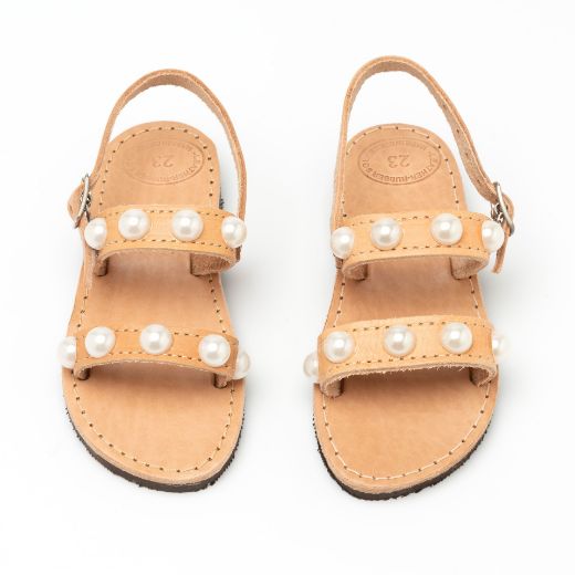 Picture of Handmade leather sandals for kids with pearls No 21