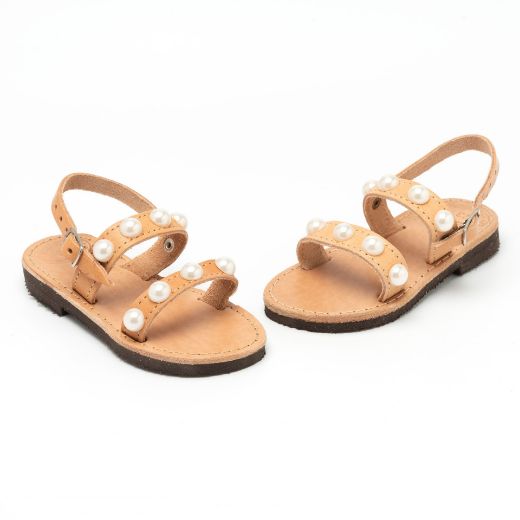 Picture of Handmade leather sandals for kids with pearls No 21