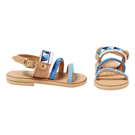 Picture of Handmade girls leather sandals blue No 24
