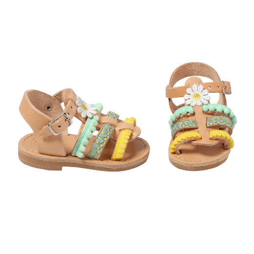 Picture of Handmade girls leather sandals yellow No 18