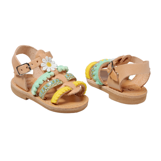 Picture of Handmade girls leather sandals yellow No 18